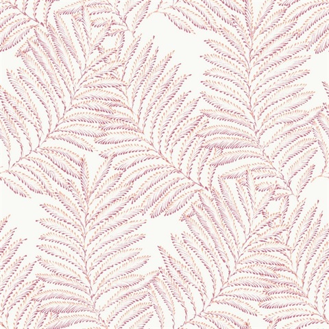 Finnley Purple & Orange Inked Fern Leaf Wallpaper