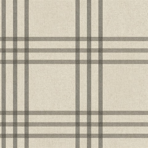 Fletcher Black & Taupe Plaid Wallpaper