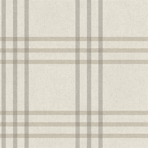 Fletcher Grey & Light Taupe Plaid Wallpaper