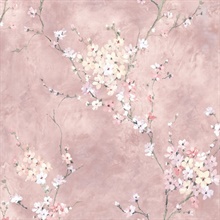 Floral Blossom Floral Dusty Rose Peel and Stick Wallpaper
