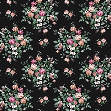 Floral Bunches Floral Ebony Peel and Stick Wallpaper