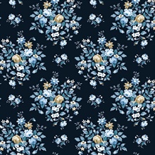 Floral Bunches Floral Midnight Blue & Toffee Peel and Stick Wallpaper
