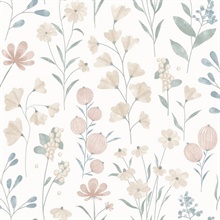Floral Candy Beige and Green Wallpaper