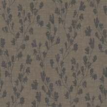 Floral Charcoal Trail Motif Textured Linen Wallpaper