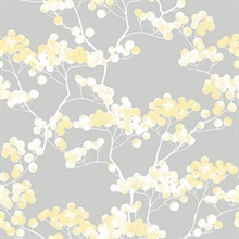 Floral Cyprus Blossom Buttercup & Grey Peel and Stick Wallpaper