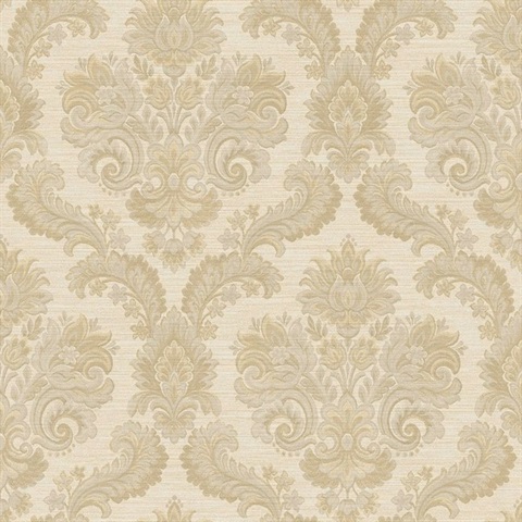 Floral Damask Beige Gold Italian Wallpaper