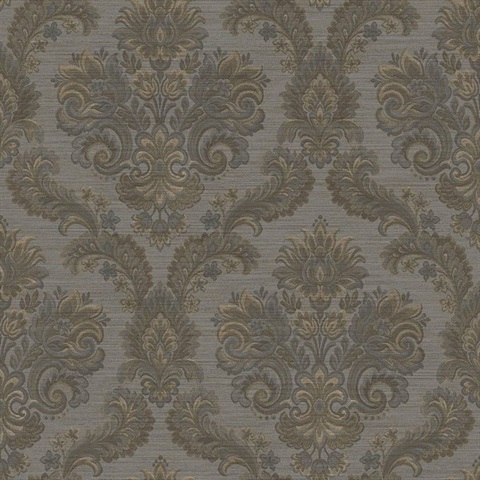 Floral Damask Beige Grey Italian Wallpaper