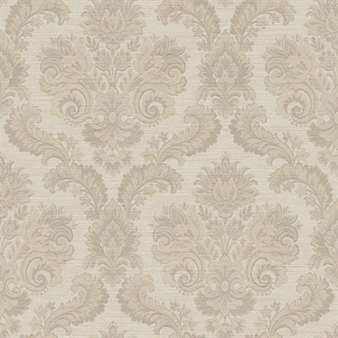 Floral Damask Beige Italian Wallpaper