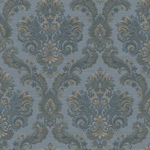Floral Damask Blue Beige Italian Wallpaper
