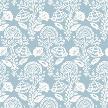 Floral Damask Cornflower Blue Peel and Stick Wallpaper
