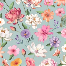 Floral Fantasia Blue Wallpaper