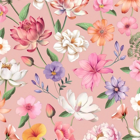 Floral Fantasia Pink Wallpaper