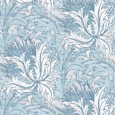 Floral Folly Floral Blue Waterfall Peel and Stick Wallpaper