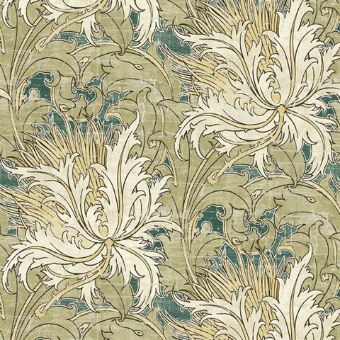 Floral Folly Floral Juniper & Parchment Peel and Stick Wallpaper