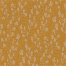 Floral Gold Trail Motif Textured Linen Wallpaper