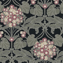 Floral Hydrangea Leaf Damask Black  Wallpaper