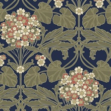 Floral Hydrangea Leaf Damask Blue Wallpaper