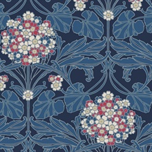 Floral Hydrangea Leaf Damask Blue Wallpaper