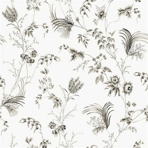 Floral Lace Black Wallpaper