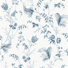 Floral Lace Navy Wallpaper
