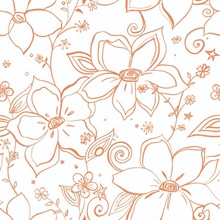 Floral Linework Floral Orange Peel and Stick Wallpaper