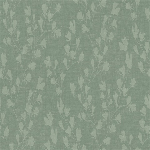 Floral Moss Trail Motif Textured Linen Wallpaper