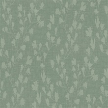 Floral Moss Trail Motif Textured Linen Wallpaper