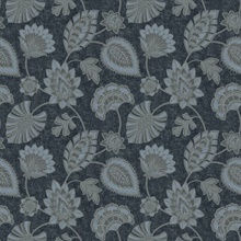 Dark Blue & Silver Floral Paisley Wallpaper