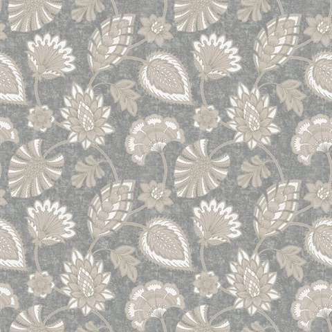 Silver & Gold Floral Paisley Wallpaper