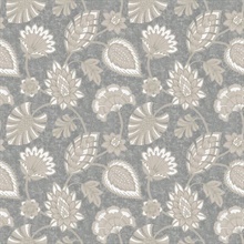Silver & Gold Floral Paisley Wallpaper