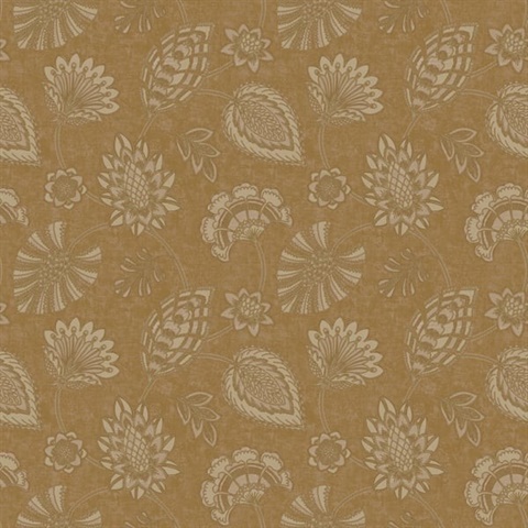 Bronze Brown Floral Paisley Wallpaper