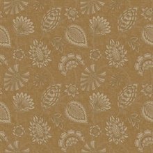 Bronze Brown Floral Paisley Wallpaper