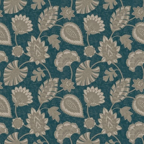 Dark Green Floral Paisley Wallpaper
