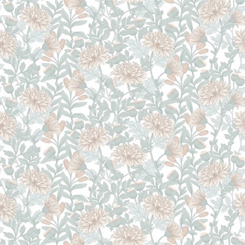 Floral Sonata Beige and Green Wallpaper