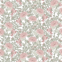 Floral Sonata Pink and Green Wallpaper