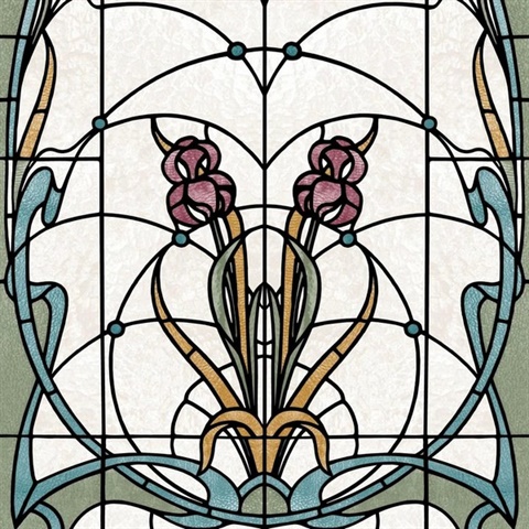 Floral Stained Glass Red Flower Wallpaper