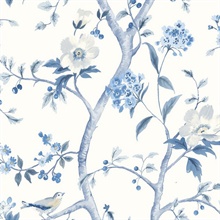 Floral Trail Chinoiserie Bluestone Peel and Stick Wallpaper