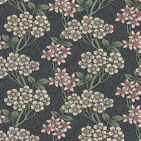 Floral Vine Botanical Smoke & Laurel Green Peel and Stick Wallpaper