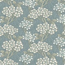 Floral Vine Flower &amp; Leaf  Blue Wallpaper