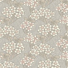 Floral Vine Flower & Leaf  Grey Wallpaper
