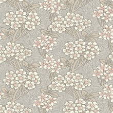 Floral Vine Flower & Leaf  Grey Wallpaper