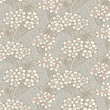 Floral Vine Flower &amp; Leaf  Grey Wallpaper