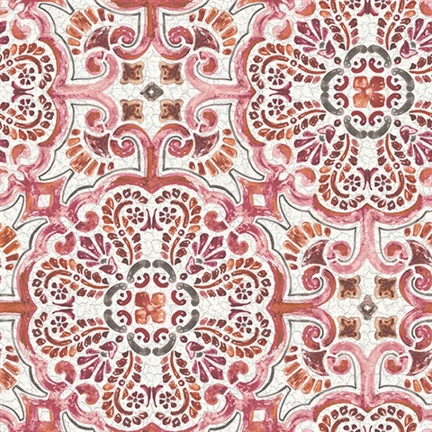 Florentine Pink Tile Wallpaper