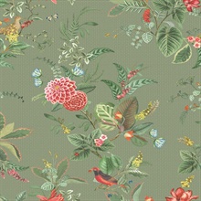 Floris Olive Woodland Floral Wallpaper