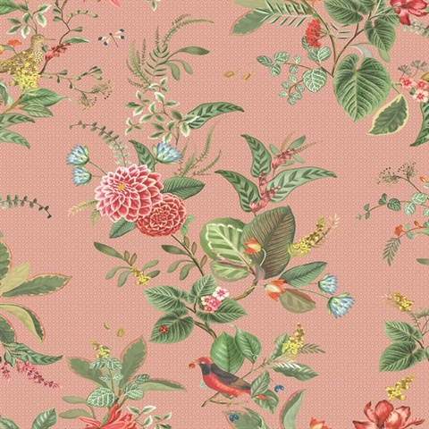 Floris Pink Woodland Floral Wallpaper