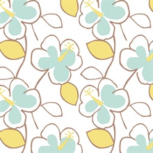 Flower Power Mint Green & Lime Retro Wallpaper