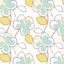 Flower Power Mint Green &amp; Lime Retro Wallpaper