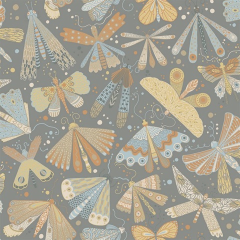 Flyga Apricot Butterfly & Dragonflies Wallpaper