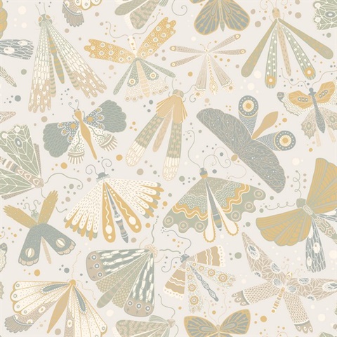 Flyga Light Blue Butterfly & Dragonflies Wallpaper