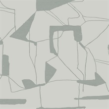 Fog &amp; Silver Large Metallic Abstract Geometric  Wallpaper
